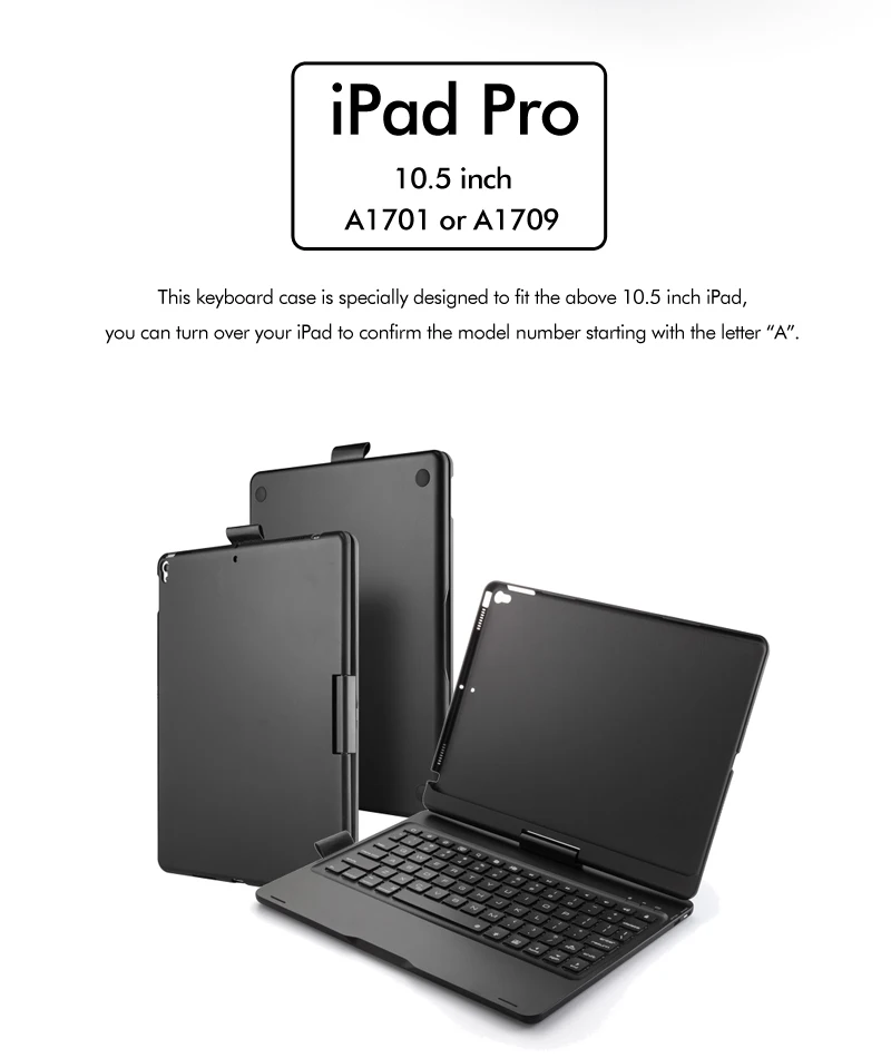 [NEW] Flip Folio Plastic Wireless Bluetooth Keyboard for iPad pro 10.5(Air 3), 360 Rotating+ 7 Colors Backlight