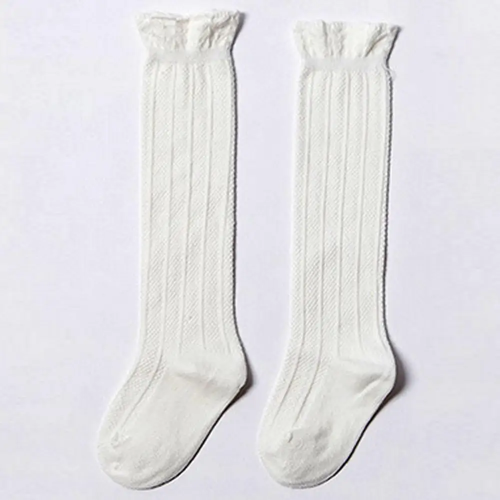 White Высокие колготки из хлопка для новорожденных девочек; длинные однотонные гетры для маленьких девочек; гольфы - Цвет: White