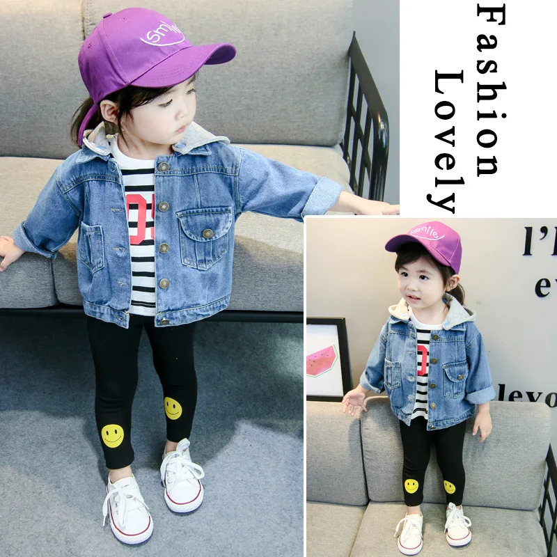 

Children Cowboy Jacket 2019 New Style Korean-style Spring And Autumn Male Baby Cardigan Girls Hooded Coat Autumn