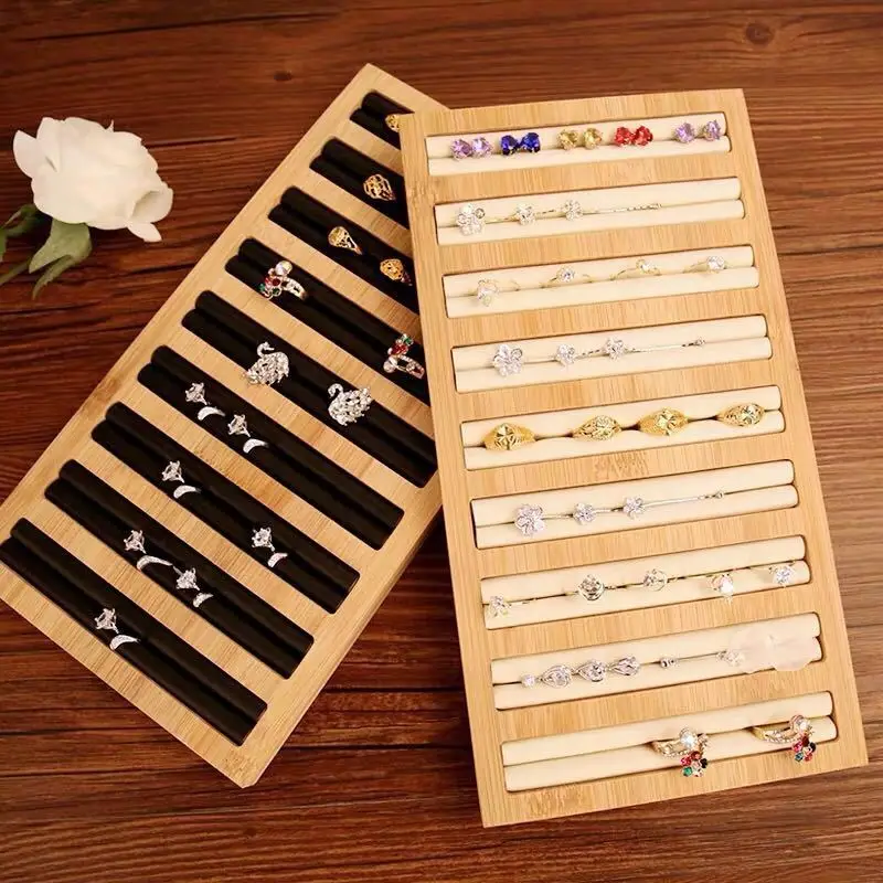 Boho Wood Ring Jewelry Display Stand Velvet Jewelry Organizer Box Storage Display Stand Holder Women Store Decoration Gifts factory price new 3 colors princess jewelry ring shelf ring earrings tray jewelry counter decoration storage box display props