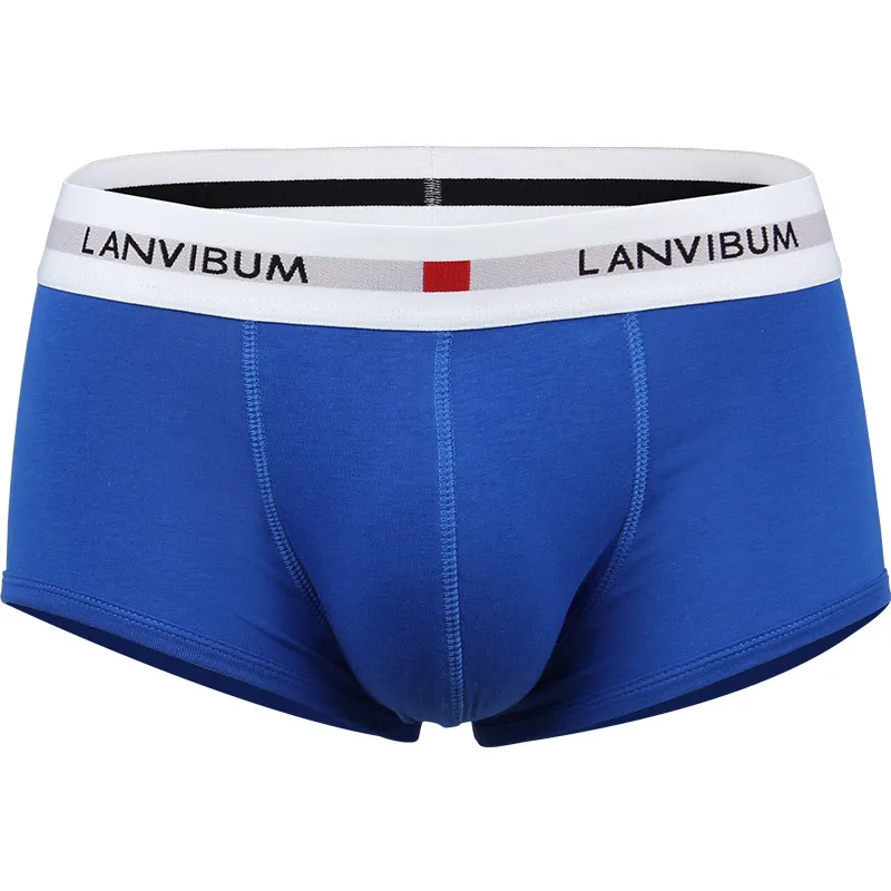 Blue Модные мужские трусы боксеры, хлопковые дышащие мужские трусы для пениса, мягкие мужские трусы - Цвет: Blue