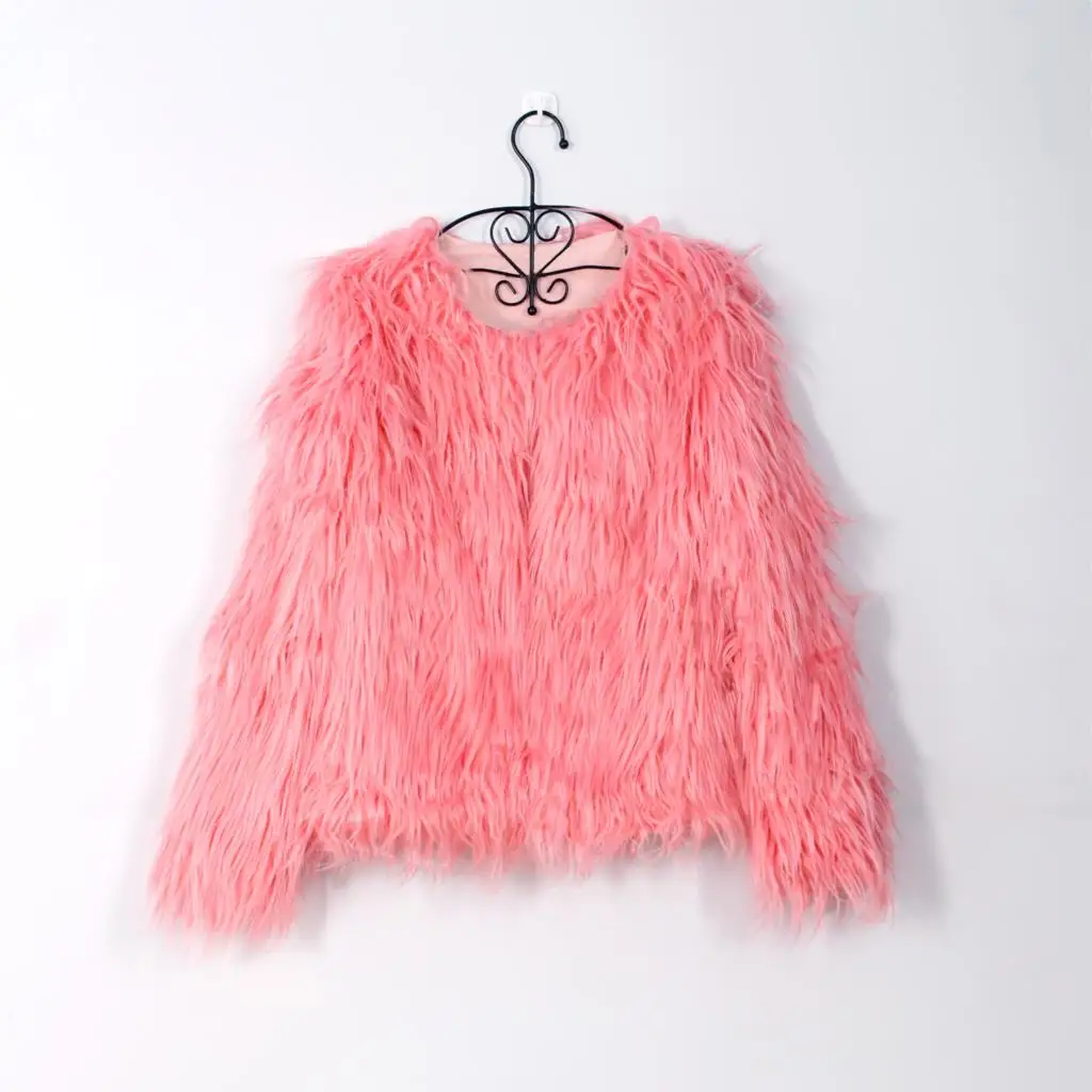 bright pink Модный плавающий жакет для волос, шуба для женщин, шуба для девушек, шуба из искусственного меха, куртки из искусственного лисьего меха, меховые вечерние теплые пальто размера плюс - Цвет: bright pink