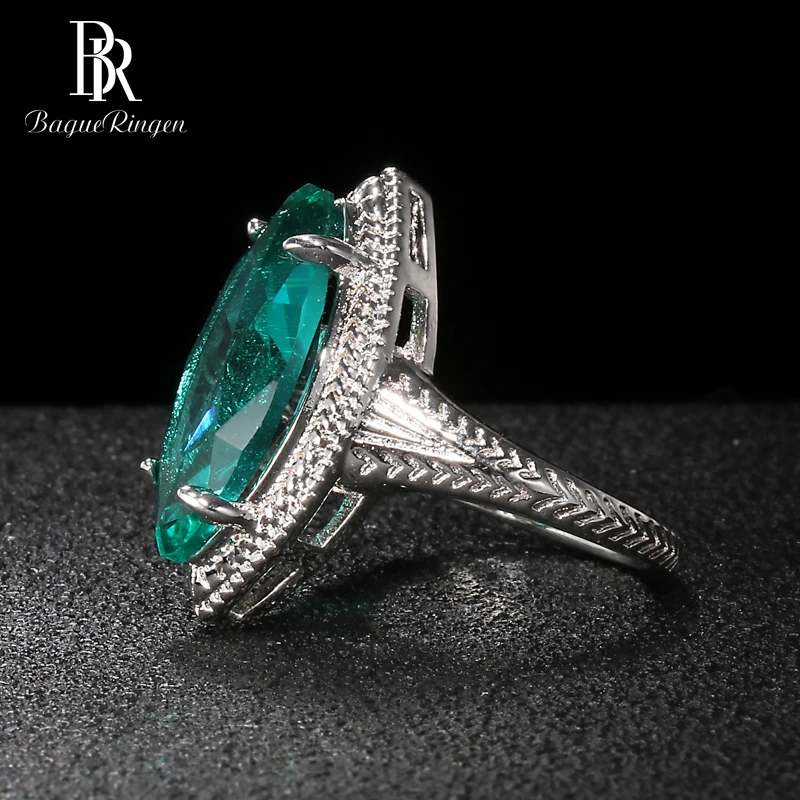 Bague Ringen, оливковая форма, серебро 925, Ювелирное кольцо с камнями для женщин, изумрудно-зеленый, нежный индивидуальный подарок
