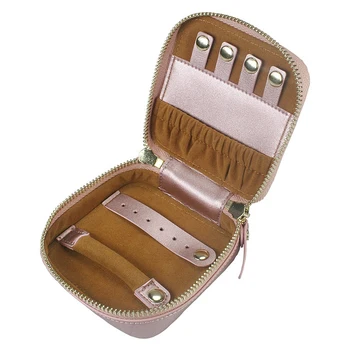 

Portable Travel Small Jewelry Box Storage Organizer Box Leather Jewelry Box with Zipper for Women