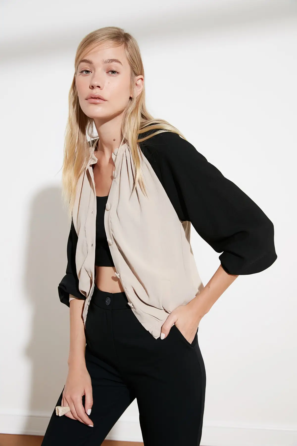 Trendyol Shirred Shirt TWOSS21GO0020 Trendyol Shirred Shirt TWOSS21GO0020