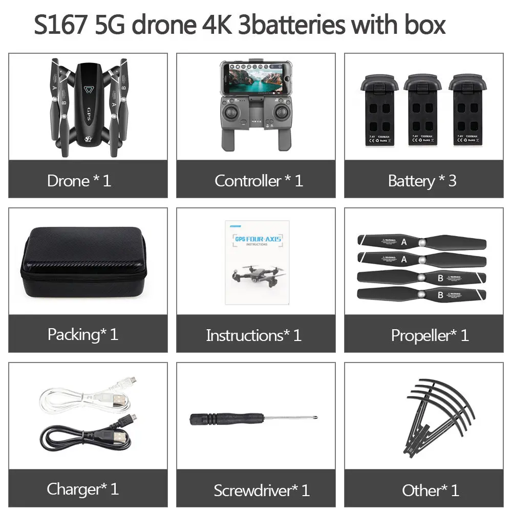 CSJ S167 gps 5G wifi FPV Радиоуправляемый Дрон с камерой 4K Дрон с gps точка полета жеста фотографии видео авто возврат дома RC Квадрокоптер - Цвет: 5G 3B With Bag