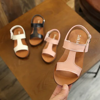 

AFDSWG kids shoes summer kids beach shoes Pink little girl sandals Black kids leather sandals beige beach shoes kids