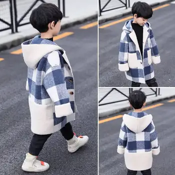 

2 Colors New Hooded Jackets Coats 2019 Kids Boys Outerwear Cute Woolen Coats Fashion Children Autumn Winter Warm Thicken Outwear