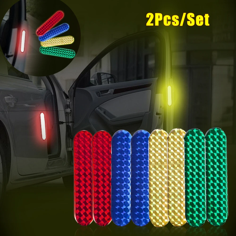 

2Pcs/Set Car Door Reflective Sticker Warning Tape Car Reflective Strips 4 Colors Safety Mark Car-styling Strip Light Reflectors