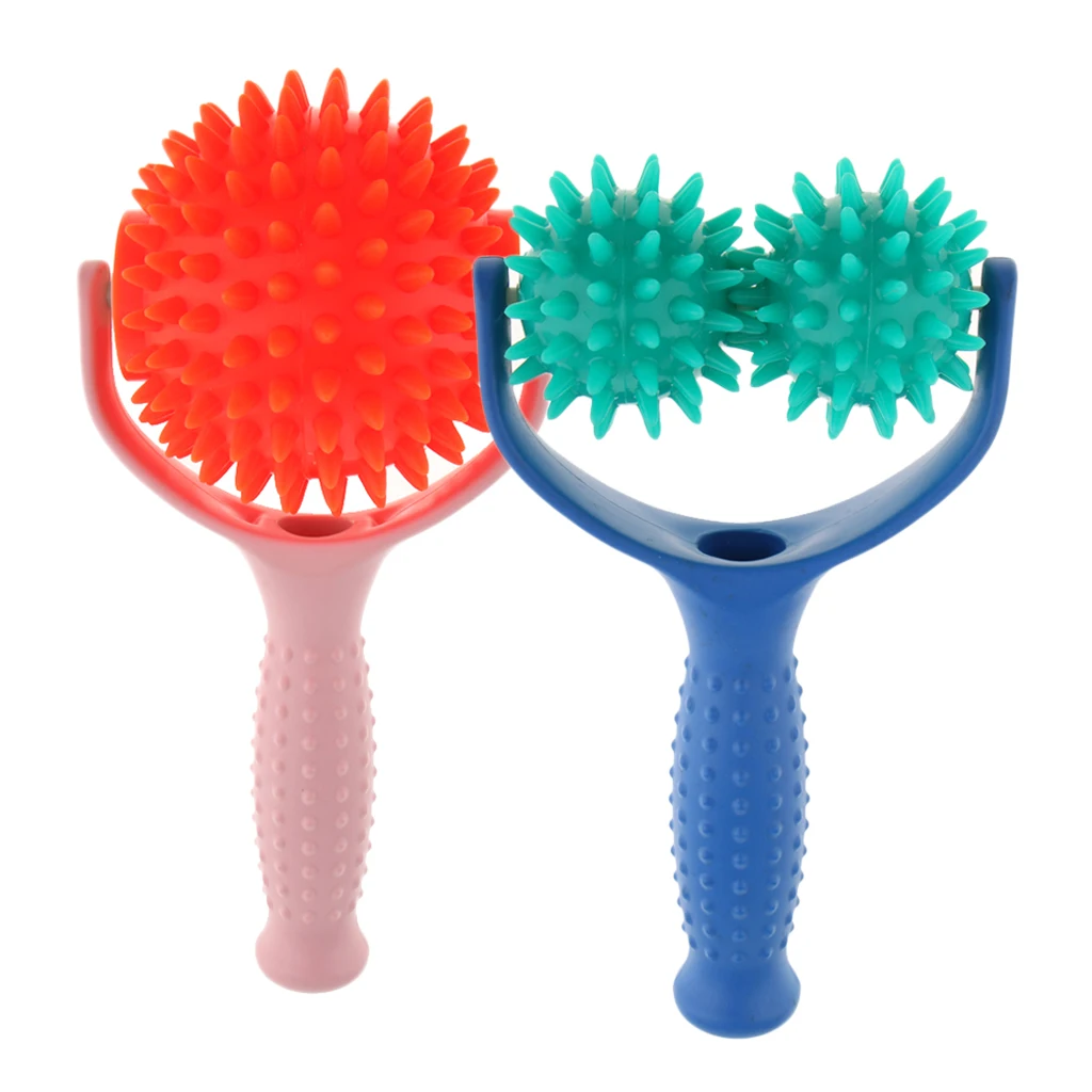 2pcs Handheld Acupuncture Body Relaxation Spiky Massage Rolling Ball Massager Muscle Relax for Body Face Leg Hand Massage Tool