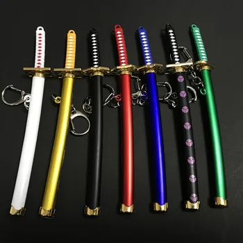 

Anime One Piece Keychain Roronoa Zoro Samurai Sword Metal Key Ring Scabbard Keyring Katana Buckle Key Chain Unisex Jewelry Gifts