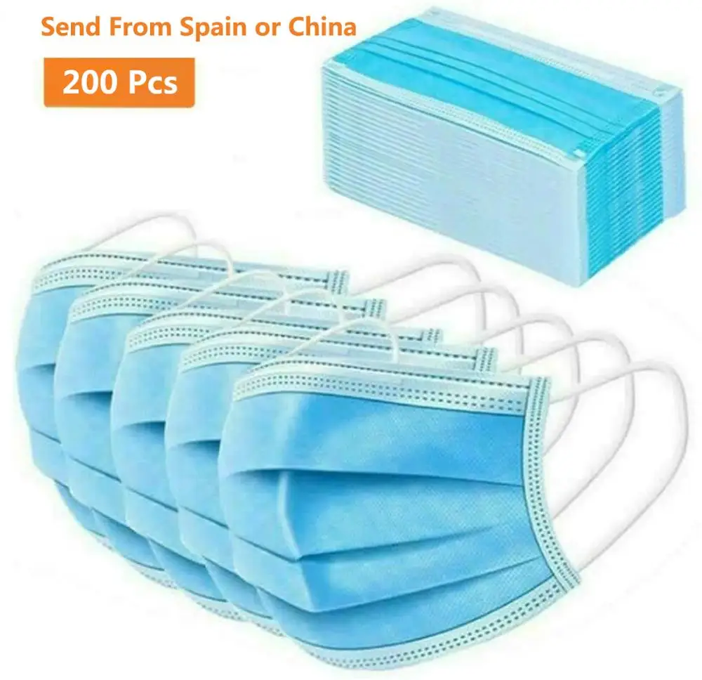 

Fast delivery Hot Sale 3 layer 200 pcs Face Mouth Masks Non Woven Disposable Anti-Dust virus Earloops Masks