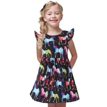 

Child Baby Girl Flying Sleeve Color Cartoon Star Print Princess Dress платье для девочки