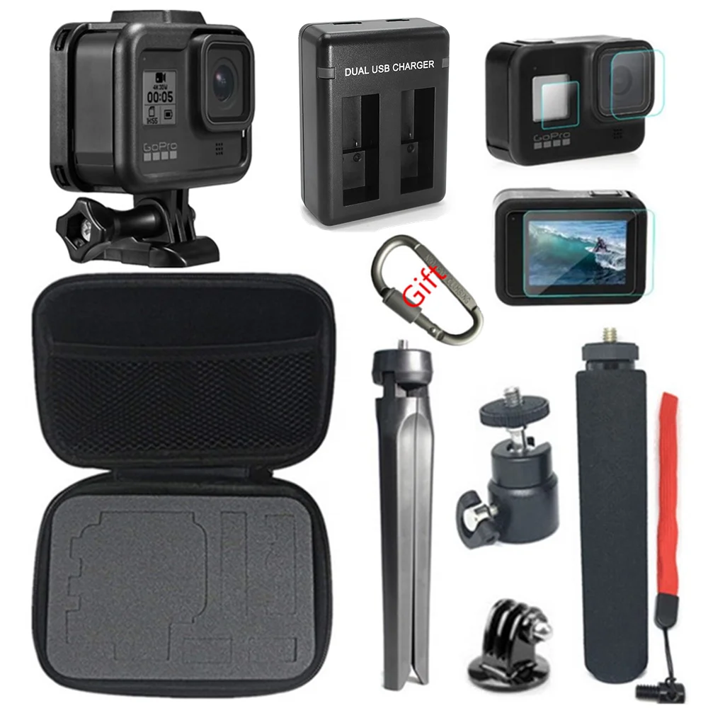 Чехол для экшн-камеры набор аксессуаров зарядное устройство для Gopro Hero 8 черная защитная рамка для камеры крепление монопод Штатив
