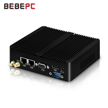 BEBEPC Mini PC Fanless Intel Celeron J1900 N2830 Dual LAN Windows 10 N2930 4 Core Mini Computer 2*COM WiFi HDMI VGA HTPC