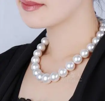 

classic huge 12-15mm south sea round white pearl necklace 18inch