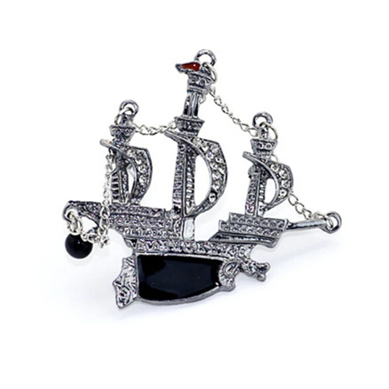 

Brooch Pin Unisex Sailing Boat Ship For Women Men Crystal Best Gifts Plated Alloy Punk Vintage Silver Pirate Vessel Dragon