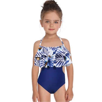 

Parent-Child Clothes Fashion Comfortable Sleeveless Print Ruffled Mother Daughter Swimsuit