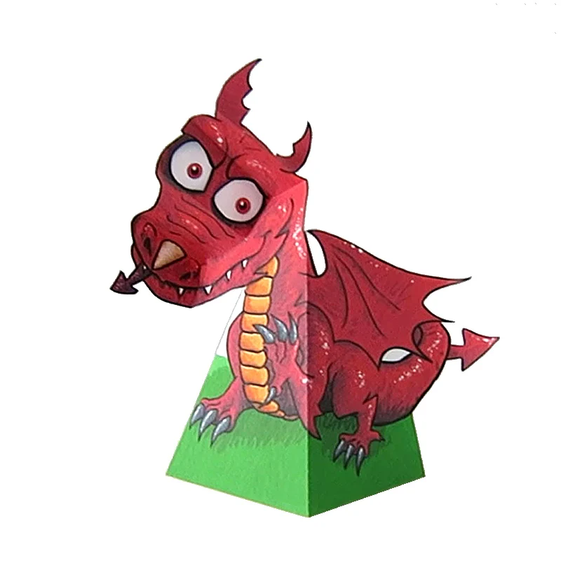 Optical Illusions Red Dragon Ornaments Folding Cute Mini 3d Paper Model