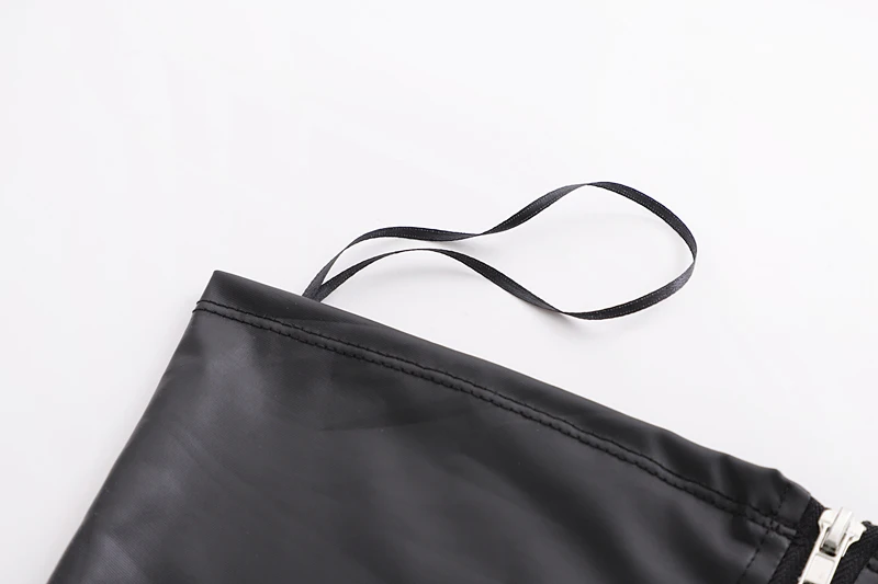 SheMujerSky Summer Pu Leather Crop Top Women Black Sexy Zipper Cropped Tops Sleeveless Top
