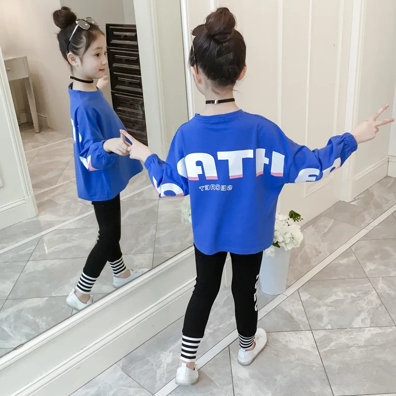 

Mayfair Cabin Girls 2019 New Autumn Letter Printed Suit Children's Wear SuitsGirls Big Children Fashion Clothes 2Pcs Sets