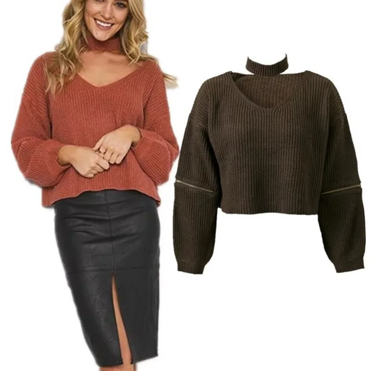 

2020 European American Style Solid Color Sweater