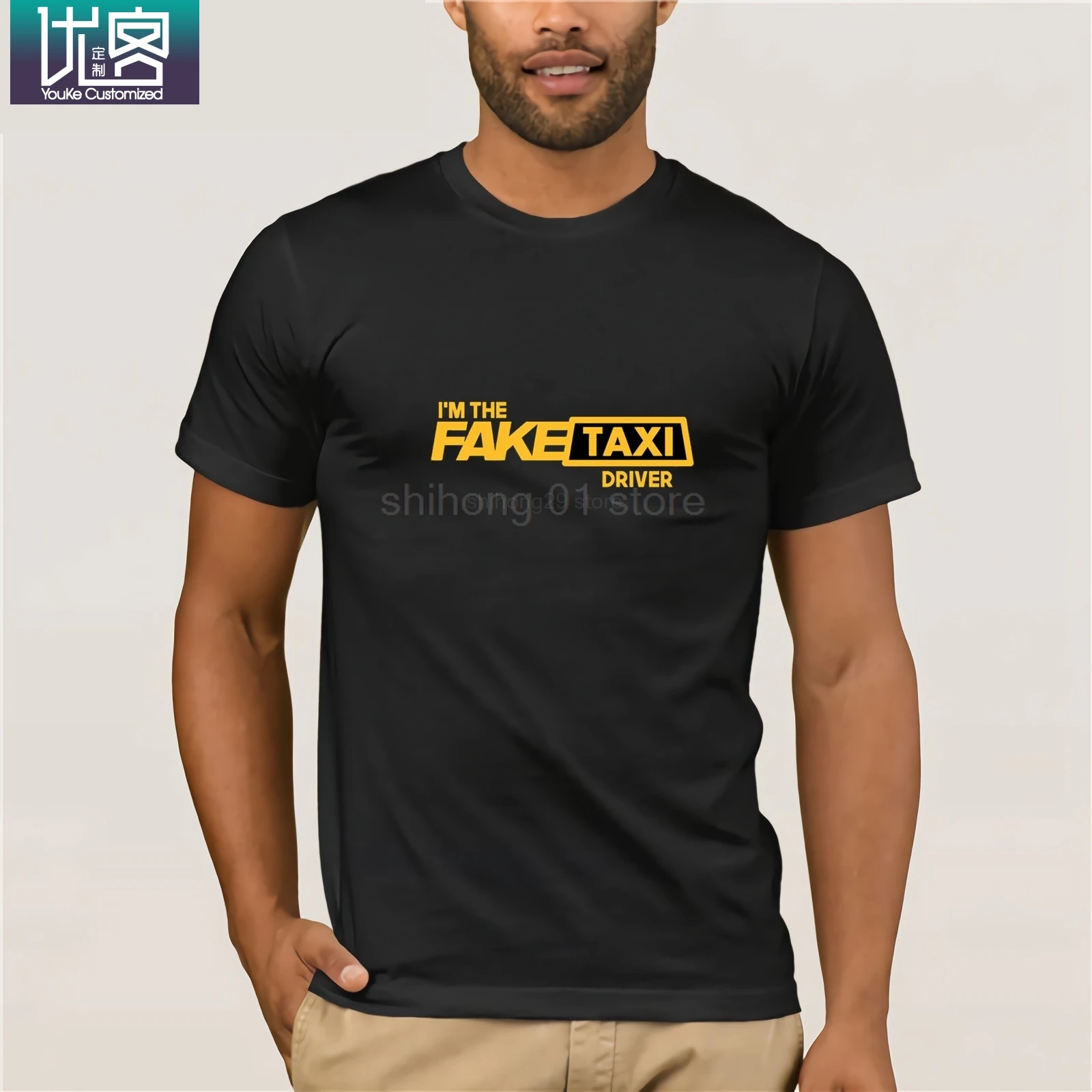 

Brand La Maxpa Cool Mens T Shirt Fake Taxi Driver Regular T-Shirt Sunlight 100% Cotton Clothing Tshirt Mens Top Quality
