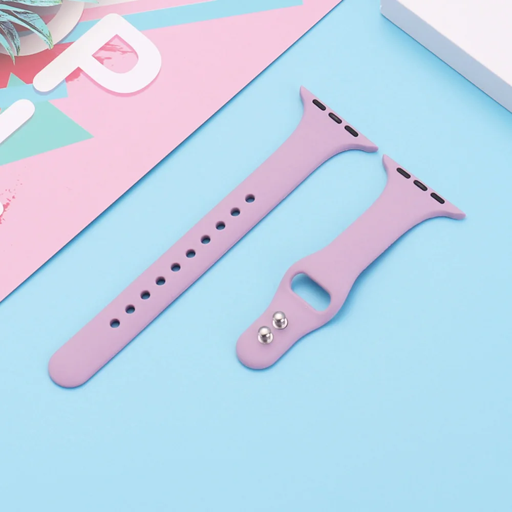Силиконовый ремешок для спортивных часов для apple watch 4 3 2 1 серия 38 мм 40 ремешок для часов, мм нанесите на 42 мм 44 мм Силиконовые pulseira настольные аксессуары - Цвет ремешка: lavender