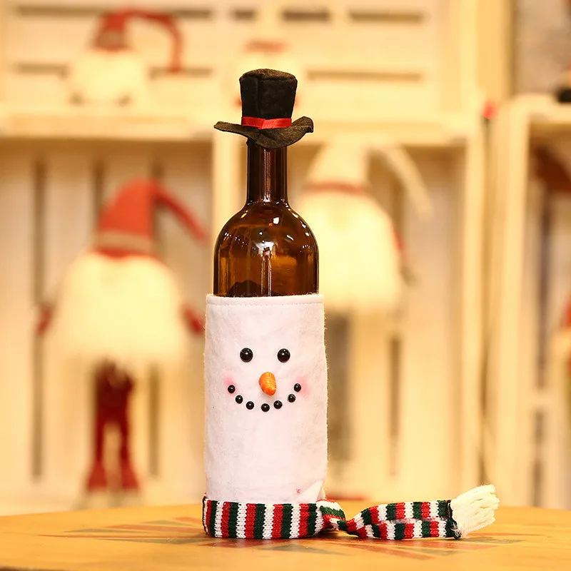 Новогодняя Рождественская бутылка вина, чехол, колокольчик, Санта Клаус, декорированная кукла, снеговик, олень, крышка для бутылки, кухонный декор для рождественского ужина, вечерние - Цвет: M 16x13cm