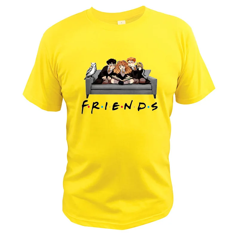 Футболка Friends, Гермиона Хогвартс Поттер, волшебные фильмы, праздничные футболки, повседневные футболки с круглым вырезом и цифровым принтом, европейские размеры - Цвет: Цвет: желтый