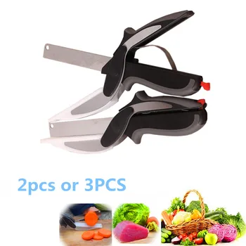 

Clever Vegetable Meat Scissors Cutter 2 in 1 Cutter Stainless Steel Smart Kitchen Vegetable Scissor Shear Slicer Kitchen Knife