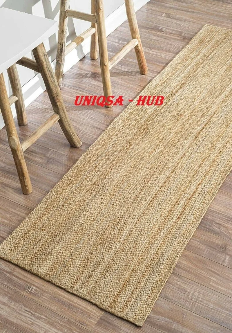 Alfombra de Yute Natural trenzada para decoración de sala de estar