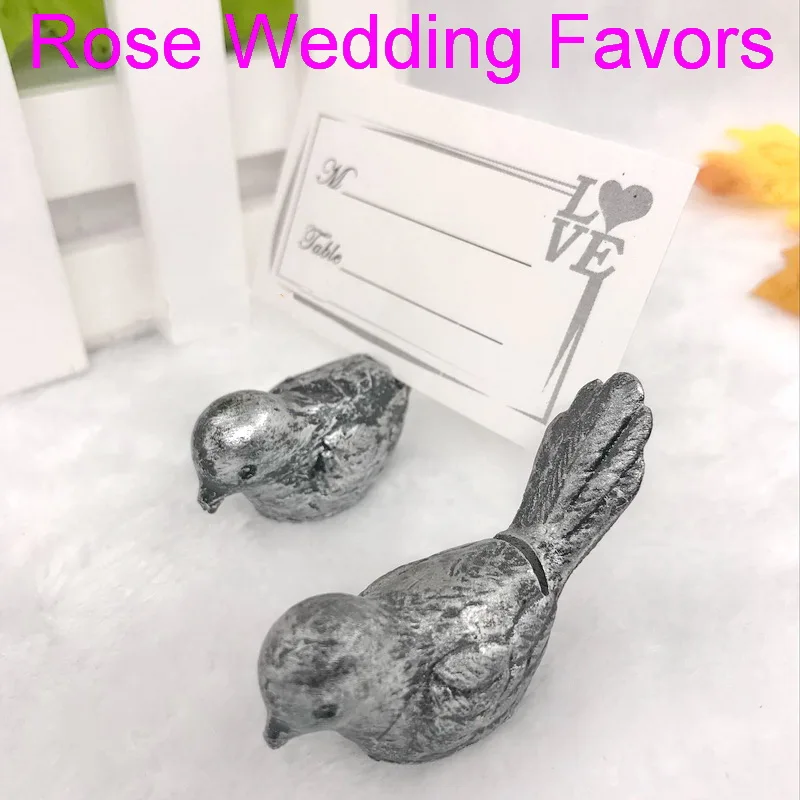 

(10pcs/Lot)FREE SHIPPING+Baby Party Accessories Antiqued Bird Place Card Holder Unique Wedding Table Decoration Favor