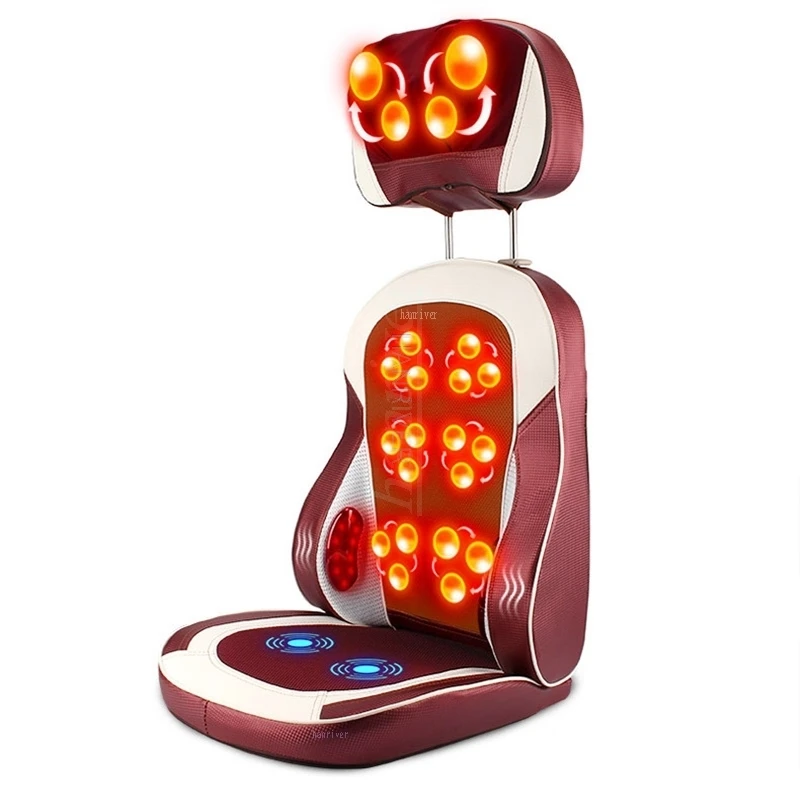 Eelectric Heating Kneading Massage Chair Infrared Physical Therapy Neck Pillow Back Massage Relax Seat Cushion Vibrator