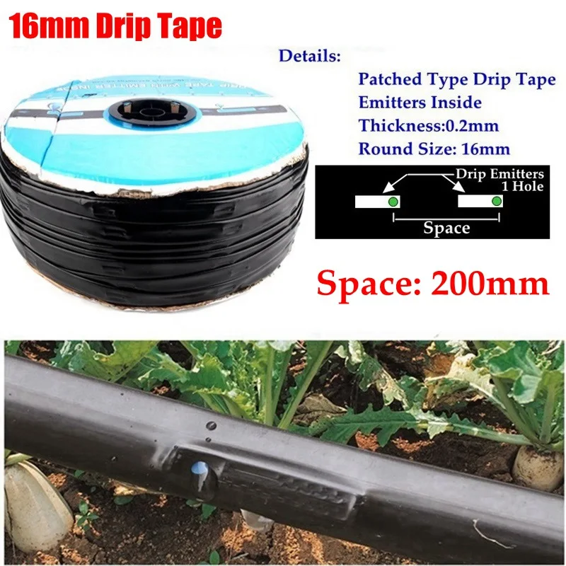 Space 200mm 1000 м/рулон 16 мм капельная лента сельскохозяйственное Капельное орошение системы Soaker шланг теплица под пленкой капельный шланг - Цвет: Space 200mm