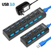 Hub USB 3.0 haute vitesse 5Gbps 4/7 ports, avec commutateur ON/OFF, adaptateur d'alimentation multi-vitesse, Hub pour ordinateur, ordinateur portable ► Photo 1/6