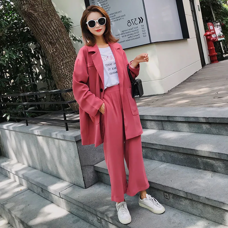 

2019 Spring And Autumn New Style Korean-style Casual Suit Set Student Loose Fashion Capri Loose Pants Two-Piece Set