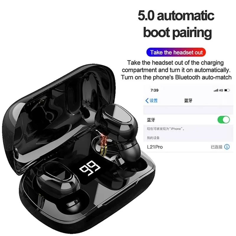 TWS 5 0 Bluetooth Headset Sports Mini In ear Stereo Wireless Headphones Waterproof Portable Bluetooth Earbuds Ultra Long Standby