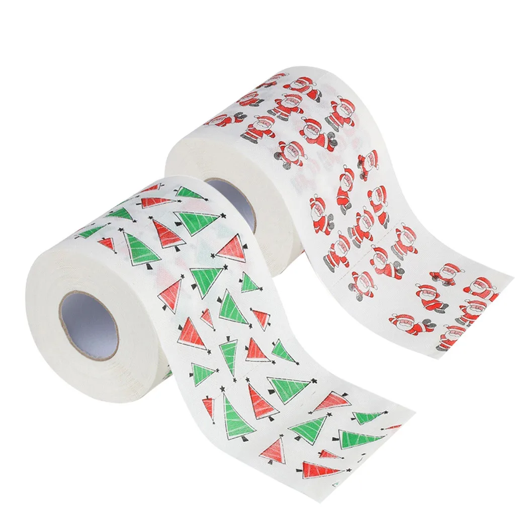 2 шт. домашняя Туалетная рулонная бумага Санта-Клауса, рождественские принадлежности, рулон рождественской ткани, домашняя декоративная ткань Санта-Клауса, рулон - Цвет: I