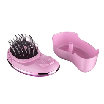 

Travel Portable Straight Hair Comb, Battery Installation Removable Negative Ion Vibration Massage Comb, Anti-Static Does Not Hur