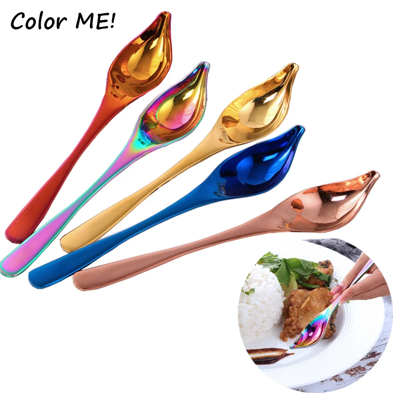ColorfulStainlessSteelSaucierSpoonCreativeBakingToolCakeDIY