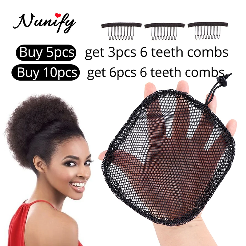 Nunify Mesh Cap To Make Ponytail Black Hair Bun Ponytail Net Wig Caps For Making Ponytail With Adjustable Back Guleless Hairnet