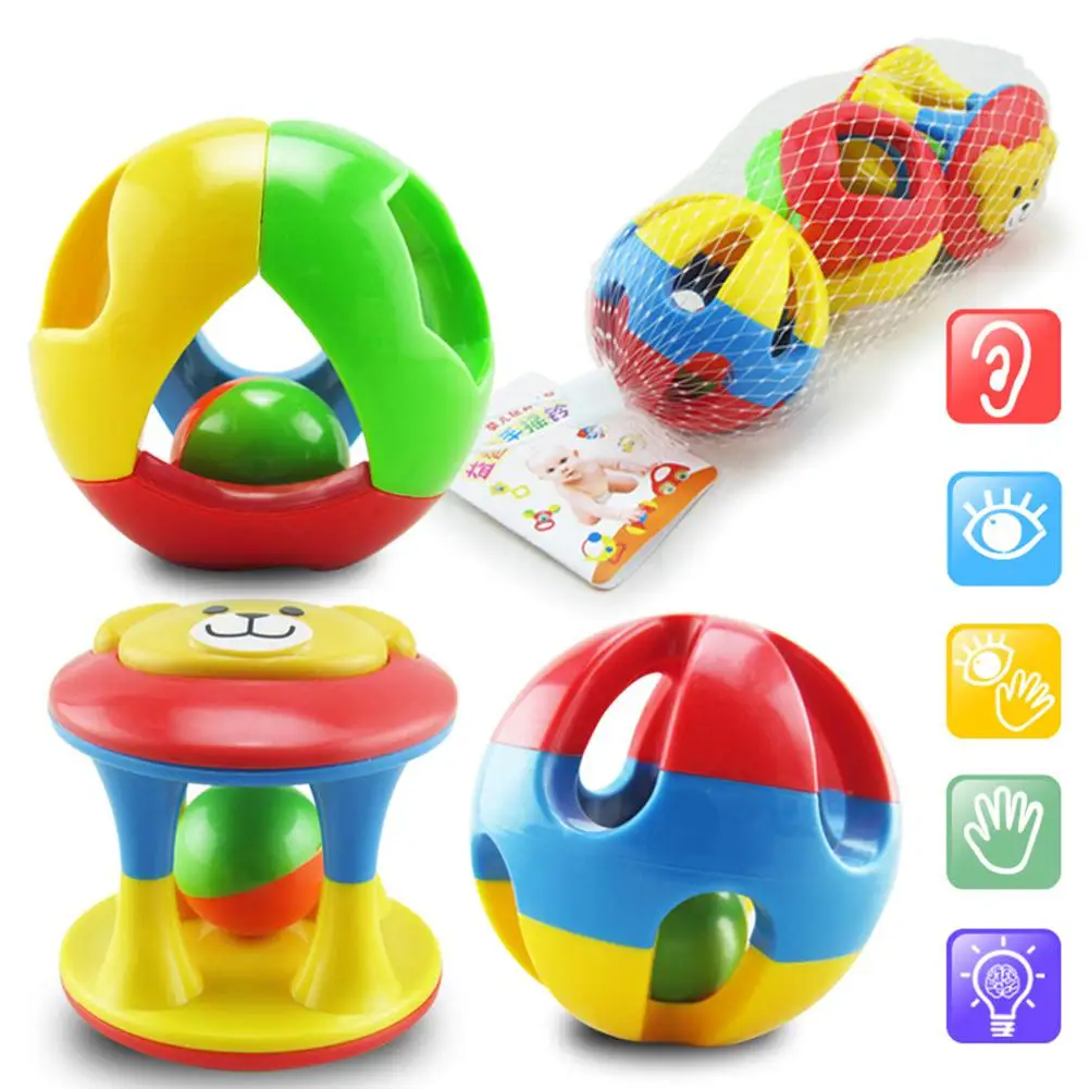 3 шт./компл. Детские Ранние развивающие игрушки громкий Jingle мяч мультфильм Животные медведи погремушки младенческий Интеллект игрушка
