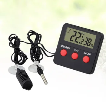 

1 Set of Pet Reptile Thermometer Hygrometer for Lizard Gecko Snake Frog Turtle without Battery (Black)