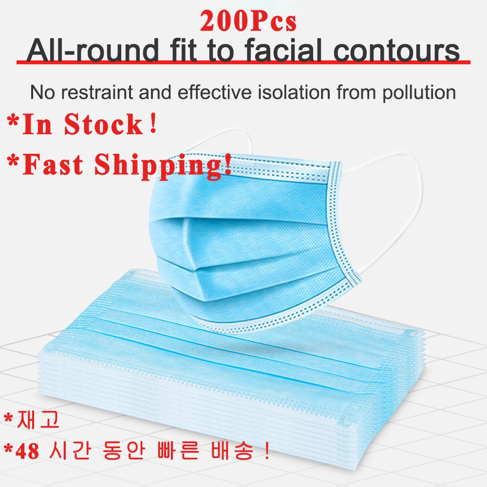 

200Pcs Korean Dust Mask Anti Virus Health Face Mask PM2.5 Disposable Anti Dust Mouth Mask Protective Face Mask IN STOCK