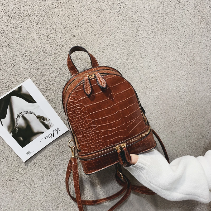 

Fashion Women alligator 2019 Backpack Mini student Soft Touch Multi-Function Small Backpack Female Ladies Shoulder Bag female