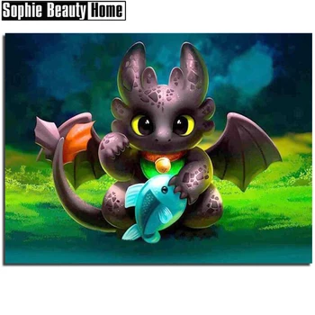 

5D Diy Diamond Painting Cartoon Dinosaur Cross Stitch Pattern Full Diamond Embroidery Fish Diamond Mosaic Needlework 201011