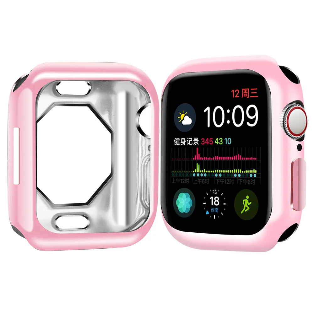 Rose Pink Чехол для часов для Apple Watch Case5 4 3 2 1 40 мм 44 мм прозрачная защитная оболочка из ТПУ для защиты экрана iWatch - Цвет: Rose Pink