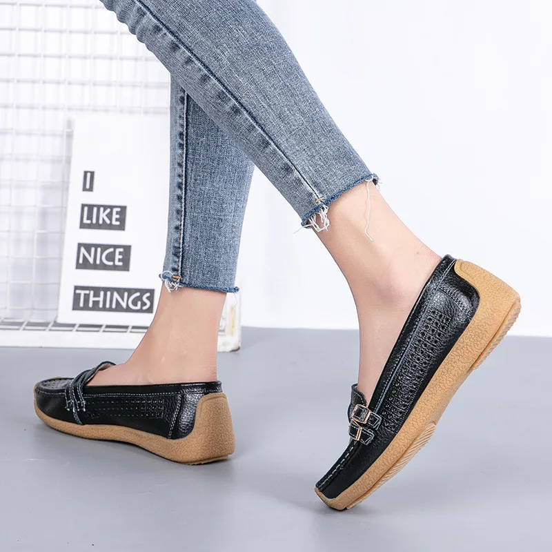 2024 spring shoes Woman Genuine Leather Women Shoes Flats Colors footwear Loafers Slip On Women's Flat Shoes Lady Driving Shoes