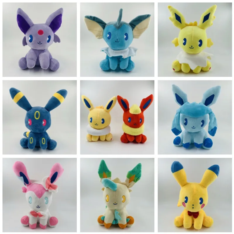 Pokemon Plush Eevee Family Vaporeon Jolteon Flareon Espeon Umbreon Leafeon Glaceon Slveon Stuffed Toys Dolls for Children Gifts